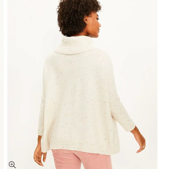 LOFT White Flecked Pocket Poncho Sweater - Picture 8 of 10